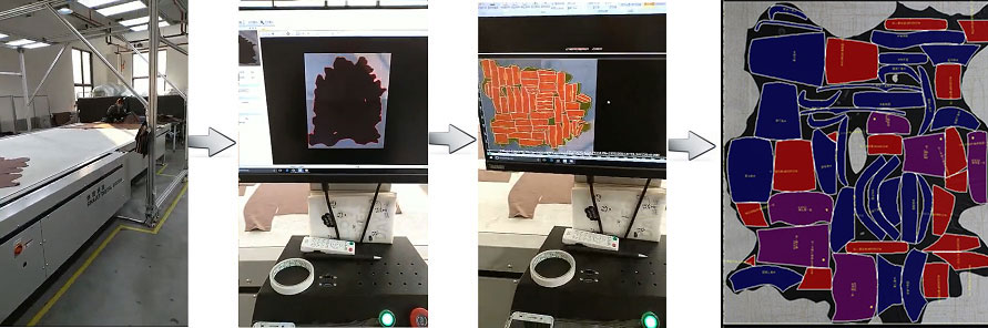 Proceso de corte de cuero genuino